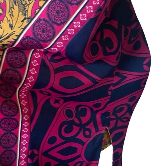 Chico’s women’s Reversible Kimono art to wear artsy pink/ mustard - Picture 7 of 14